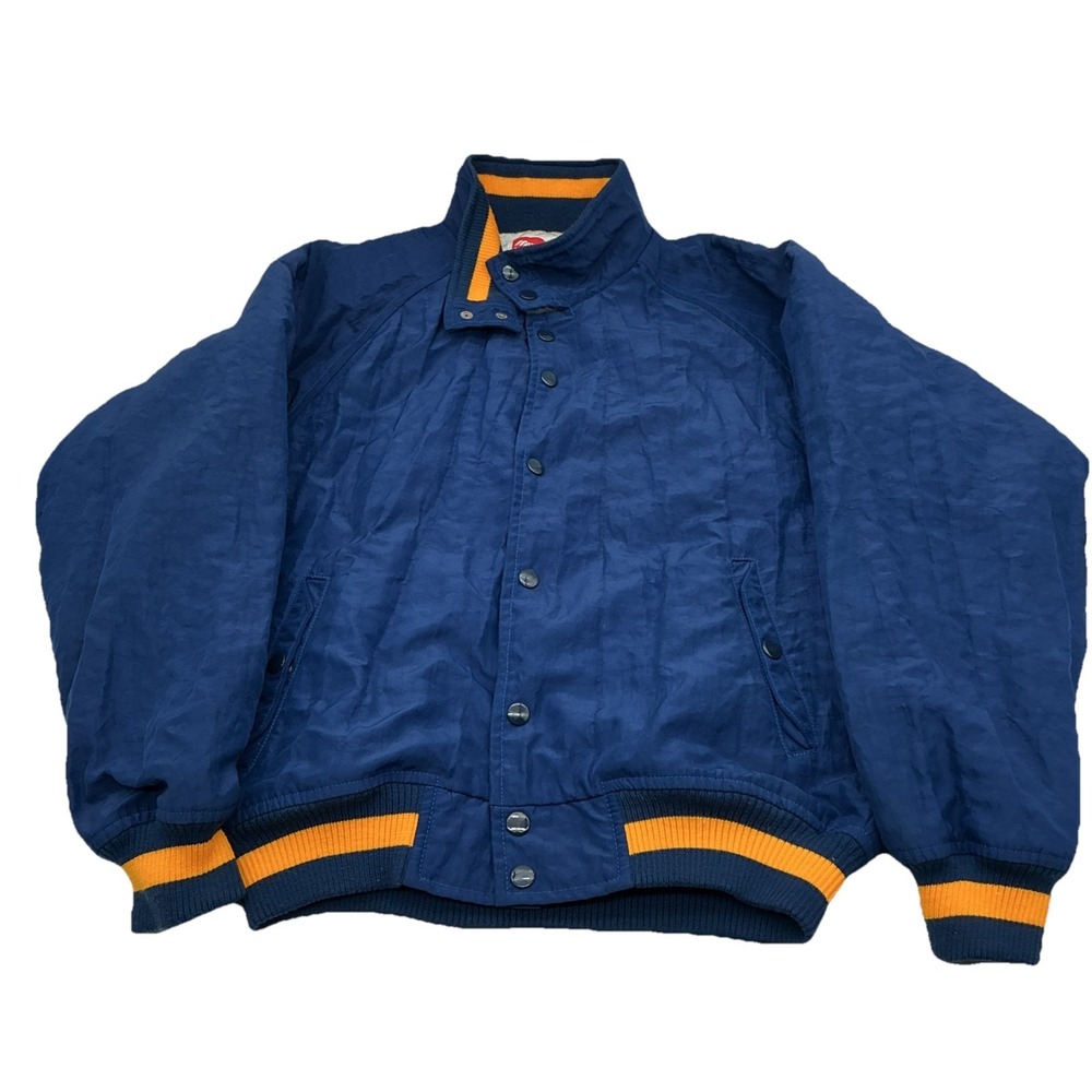 Vintage Mizuno Baseball Jacket Mens L Blue Quilted Snap Front Japan Sports Coat